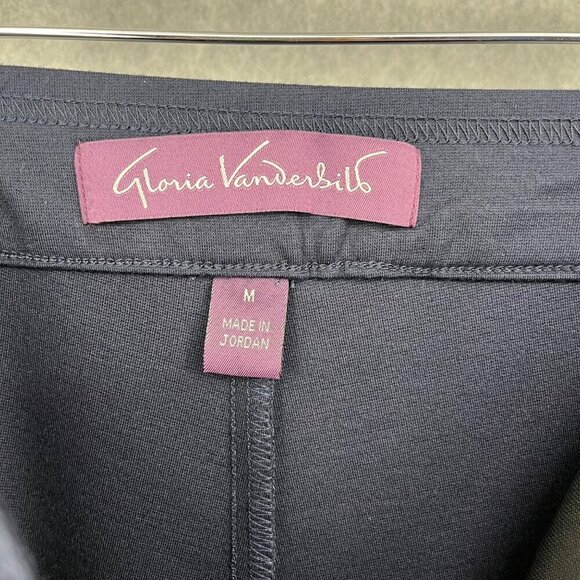 Gloria Vanderbilt Wide Leg Point Crop Pant Size M Navy Blue Pull On Pockets NEW - Picture 7 of 14